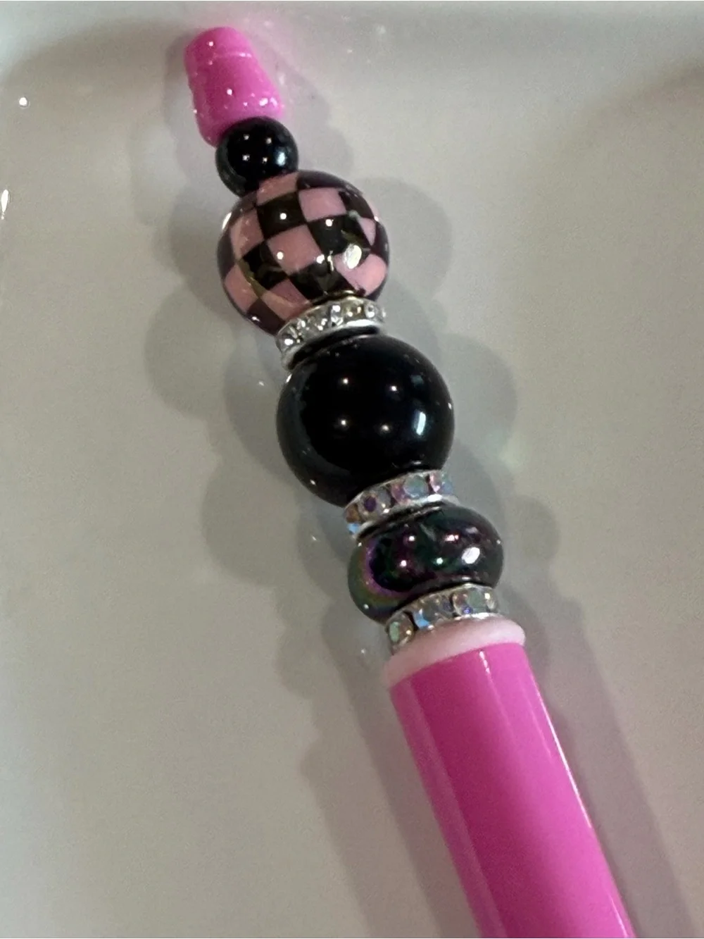 Pink Beaded Pen black ink